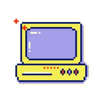 Pixel art eight bit computer icon. Stock Illustration
