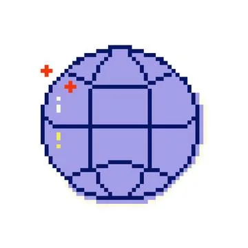 Pixel art eight bit globe shape icon. Stockillustratie