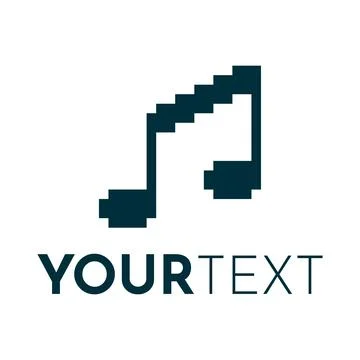 Pixel art emblem of musical note Stock Illustration