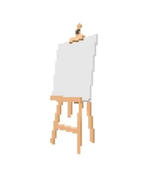 Pixel art empty easel for painting, perfect for art, creativity, design, an.. Stock Illustration