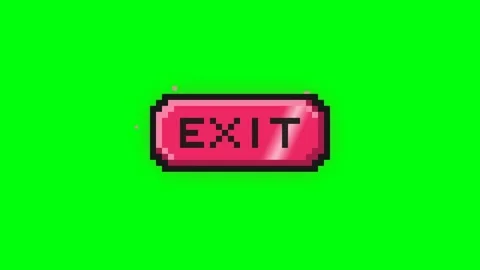 Pixel Art Exit Button Animation on Green Screen Background Stock Footage 336619385