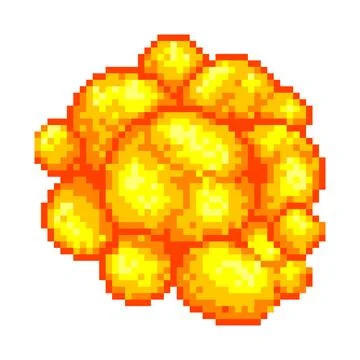 Pixel art explosion. Bang 8-bit retro game style vector illustration. Stock Illustration