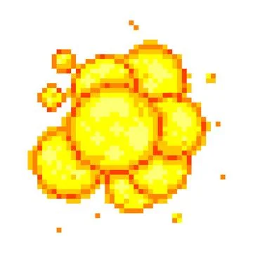 Pixel art explosion. Bang 8-bit retro game style vector illustration. Stock Illustration