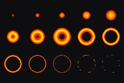 Pixel Art Explosion Frames Sequence Set Illustrazione stock