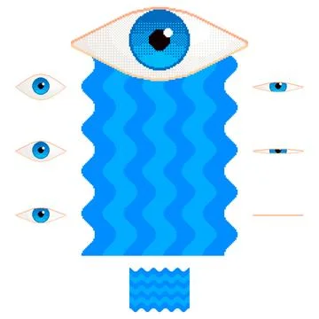 Pixel art eye crying and blinking set, open and closed eyes. 16 bit retro video Stock Illustration