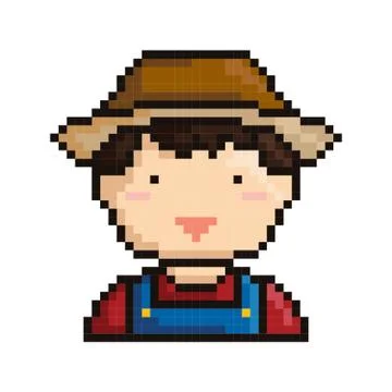 Pixel art farmer Stock Illustration