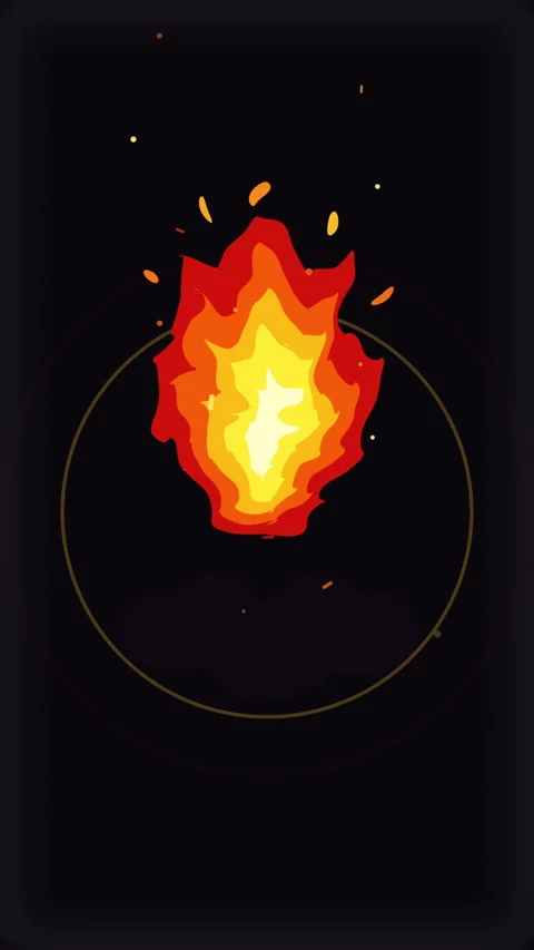 Pixel art fire animation burning inside circle loop footage Stock Footage 347060864