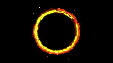 Pixel art fire circle animation loop, retro game effect, hot flame ring Stock Footage 347948045