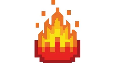 Pixel art fire flame icon Illustrazione stock