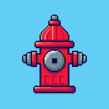 Pixel art fire hydrant game asset design Stock Illustration