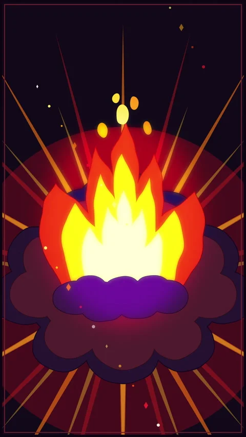 Pixel art fire loop animation glowing orange flames and red background Stock Footage 347060705