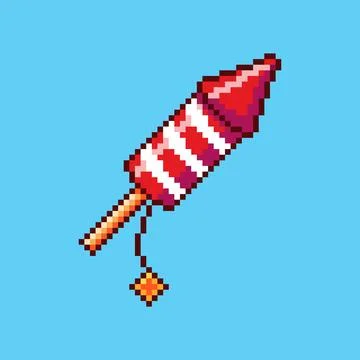 Pixel art Firework Rocket game asset design Stock Illustration