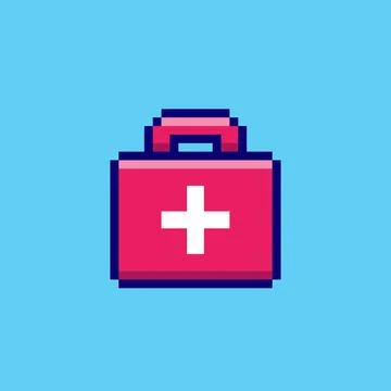 Pixel art First Aid Kit game asset design Stock Illustration