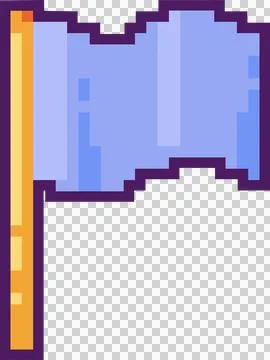 Pixel-art flag is waving right on transparent background, showing light blue 库存插图