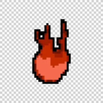 Pixel art flame and fire game asset graphic clipart Illustrazione stock