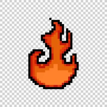 Pixel art flame and fire element object graphic Illustrazione stock