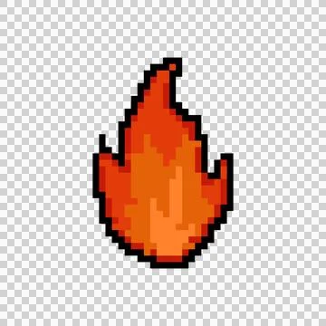 Pixel art flame and fire element object clipart Illustrazione stock