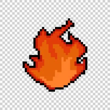 Pixel art flame and fire graphic vector Stock Illustration