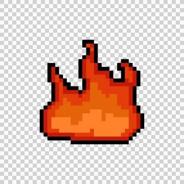 Pixel art flame and fire graphic isolated Stock Illustration