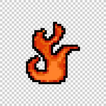 Pixel art flame and fire element object design Stock Illustration