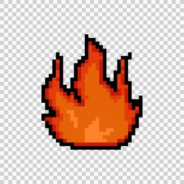 Pixel art flame and fire element object isolated Illustrazione stock