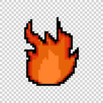 Pixel art flame and fire element object vector Illustrazione stock