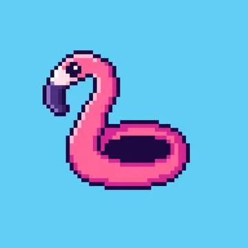 Pixel art Flamingo float game asset design Stock Illustration