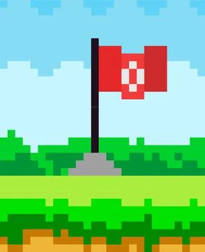 Pixel art flat style flag icon. 8-bit sprite. Game assets pixelated fabric 스톡 일러스트