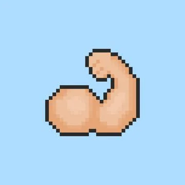 Pixel art Flexed Bicep game asset design Ilustración de archivo