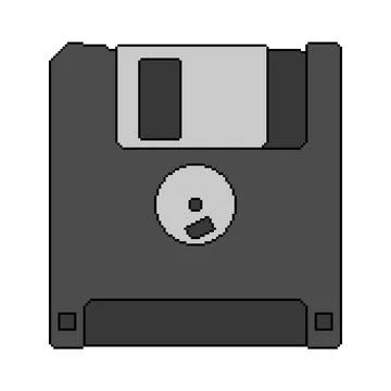 Pixel art floppy disk icon. Diskette magnetic data storage vector illustration. Stock-Illustration