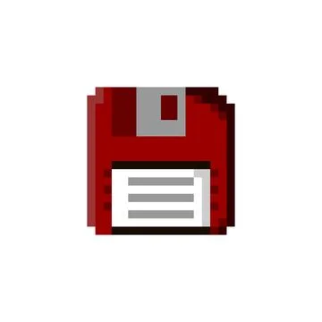 Pixel art of floppy disk or diskette Stock Illustration