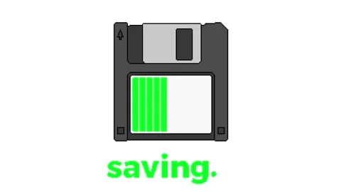 Pixel art floppy disk with saving text and loading bar animation Stock Footage 317552202