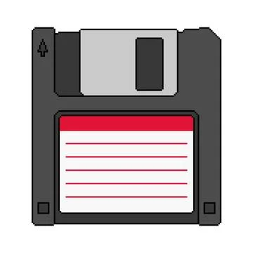 Pixel art floppy disk vector illustration, retro save icon Stock Illustration