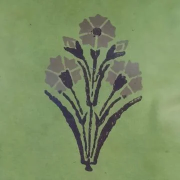 Pixel art flower with green pixelated background Stock Illustration