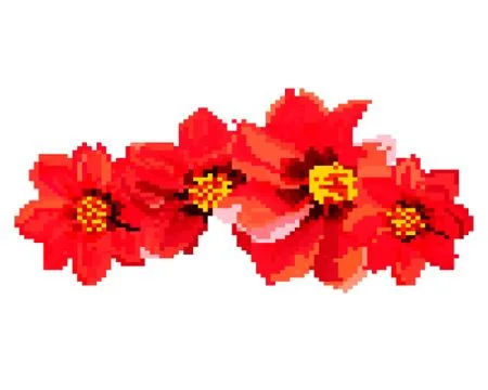 Pixel art of flowers. Illustrazione stock
