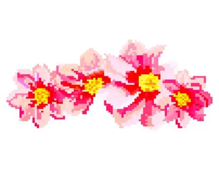 Pixel art of flowers. Illustrazione stock