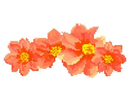Pixel art of flowers. Illustrazione stock