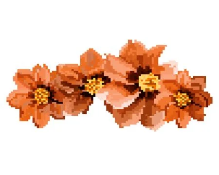 Pixel art of flowers. Stock Illustration