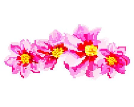 Pixel art of flowers. Stock Illustration