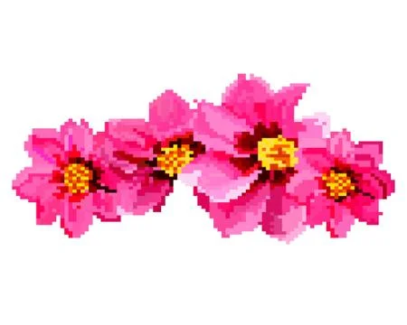 Pixel art of flowers. Illustrazione stock