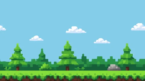 Pixel Art Forest Game Background Scrolling Loop Stock Footage 339865229