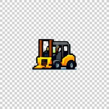 Pixel Art Forklift Design Vector Stock Illustration