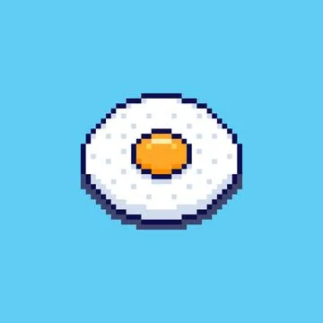 Pixel art Fried Egg game asset design Stock Illustration