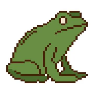 Pixel art frog in 8 bit style. Isolated vector illustration. Stock Illustration