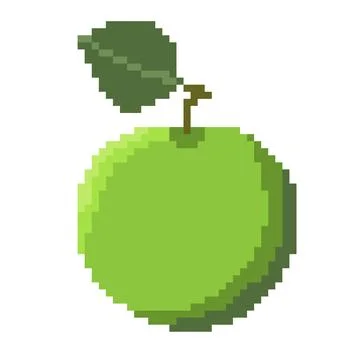 Pixel art fruit apple isolated on white background. Illustrazione stock
