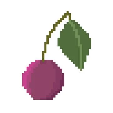 Pixel art fruit cherry isolated on white background. 库存插图