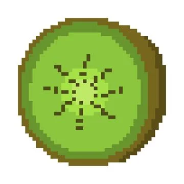Pixel art fruit kiwi isolated on white background. Stock Illustration
