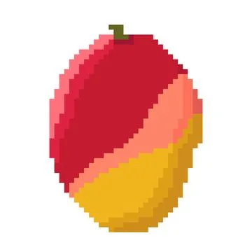 Pixel art fruit mango isolated on white background. Stock Illustration