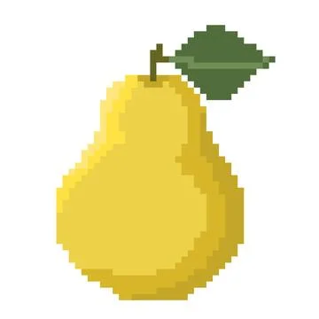 Pixel art fruit pear isolated on white background. Stock Illustration