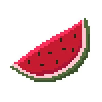 Pixel art fruit watermelon isolated on white background. Stock Illustration